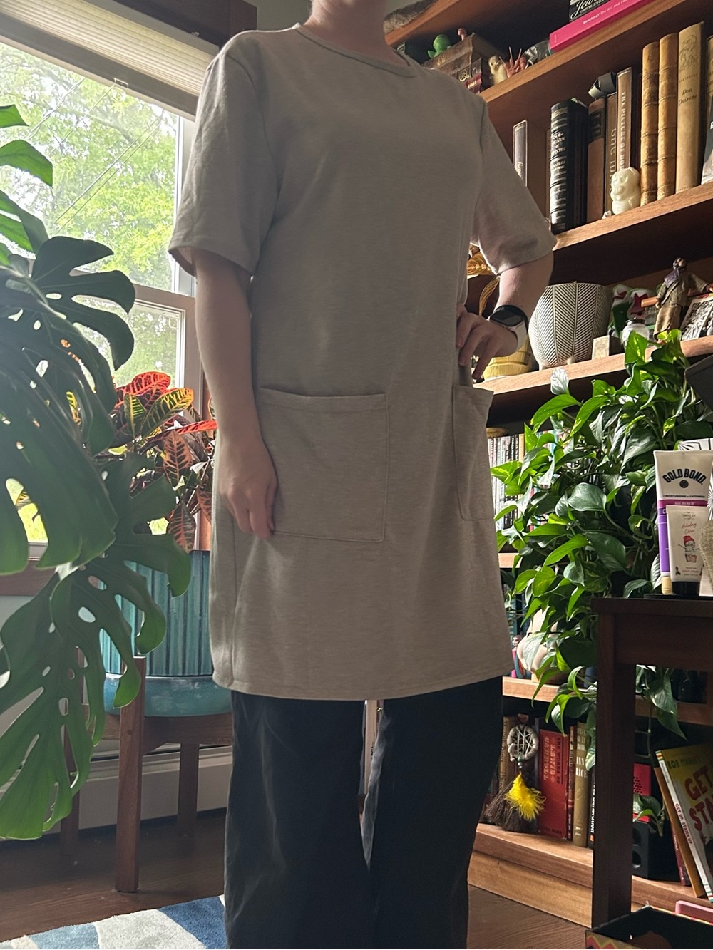 Sozy Tawny Oatmeal Beige Pocket Tunic Dress - Casual Mini Tunic Size XL